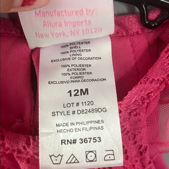 Charming Pink Lace Kids Blouse 12 Months - Picture 3 of 10